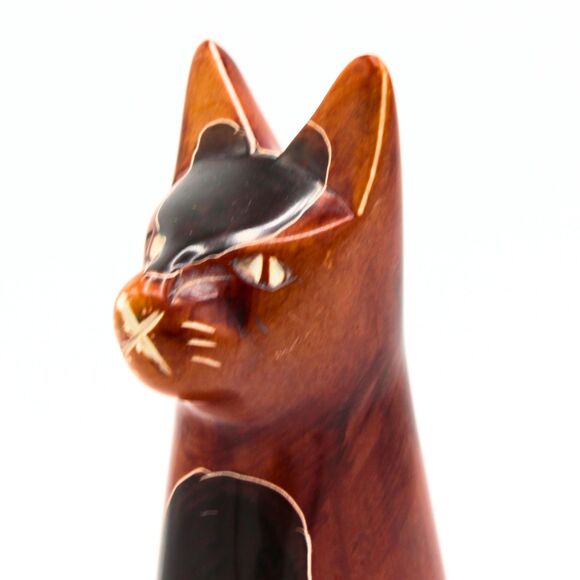 Vintage African Carved Marble Stone Cat Figurine Spotted Kenya Animal Sculpture - Picture 2 of 7